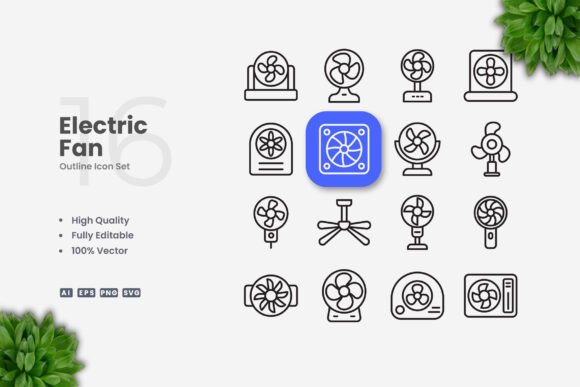 Electric Fan Icons: Simple and Clean Design for Every Project