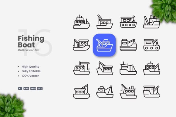 Fishing Boat Icons: A Modern Solution for Clear and Versatile Visual Communication