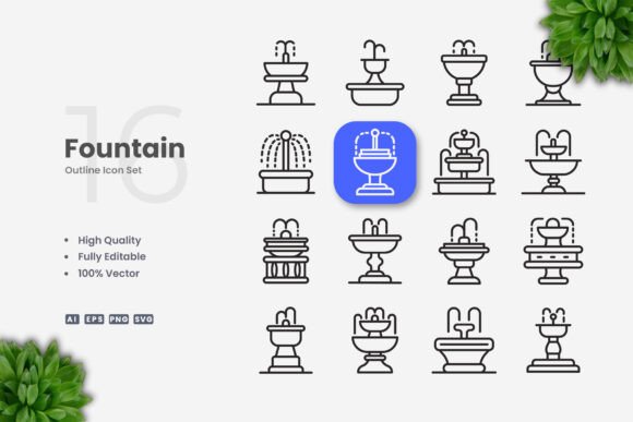 Fountain Icons: Versatile and Professional Vector Graphics for Every Project