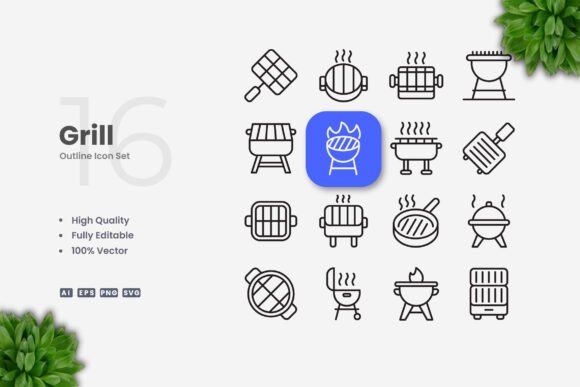 Grill Icons: Simple, Clean, and Versatile for Every Project