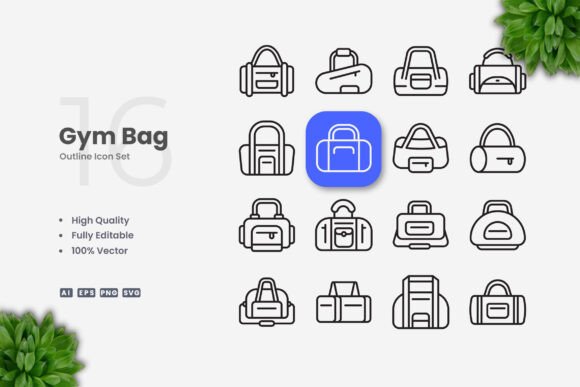 Gym Bag Icons: Simple, Clean, and Versatile