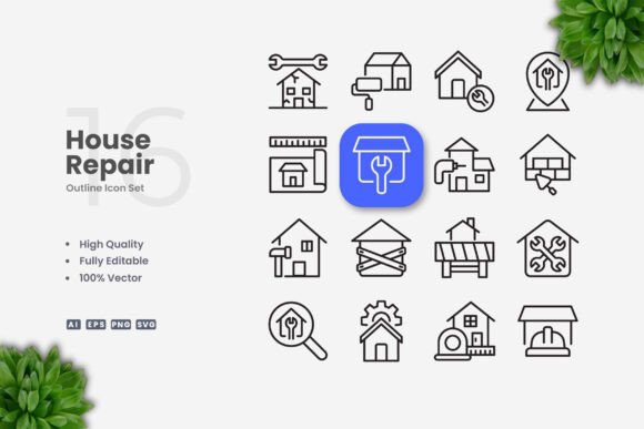 House Repair Icons for Versatile Design Projects