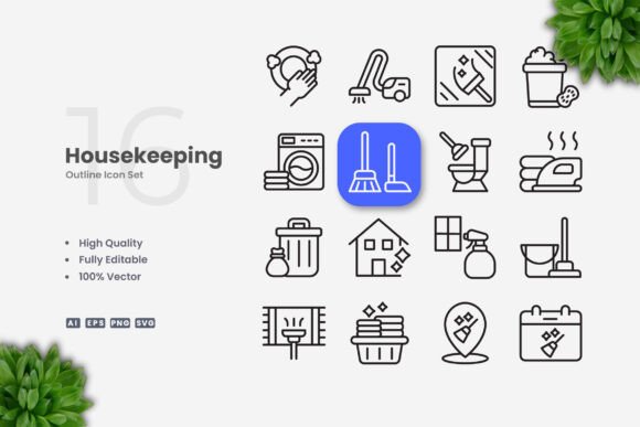 Housekeeping Icons: A Simple and Clean Design for Every Project