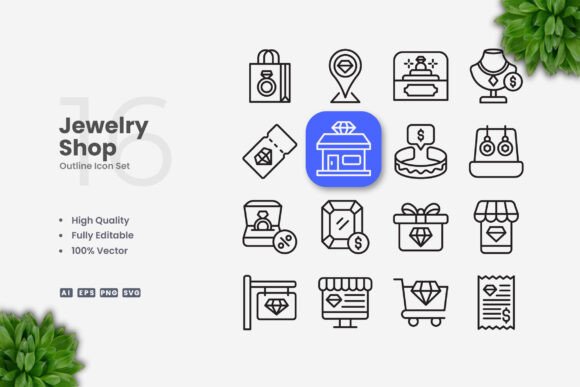 Jewelry Shop Icons: Simple and Clean Design
