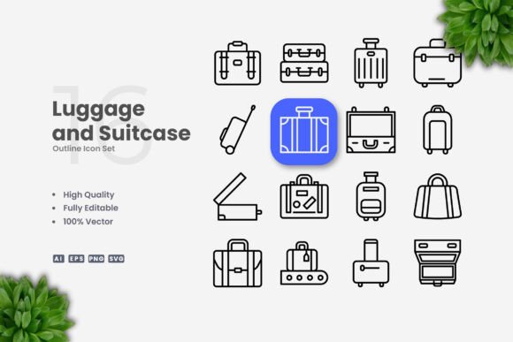 Luggage and Suitcase Icons for Streamlined Design Workflows