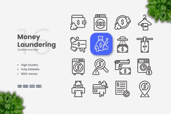 Money Laundering Icons: A Professional and Versatile Design Solution