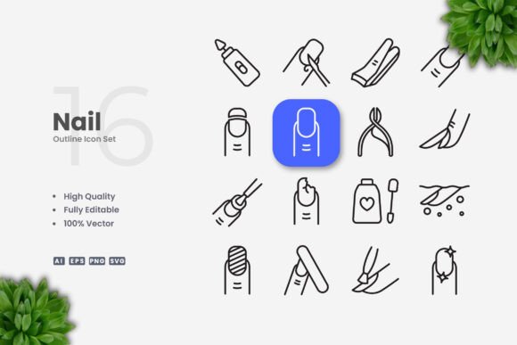 Nail Icons: Simple and Clean Design for Every Project