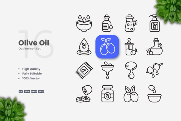 Olive Oil Icons for Modern Design Projects