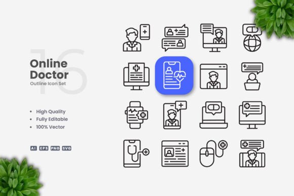 Online Doctor Icons for Modern Design Needs