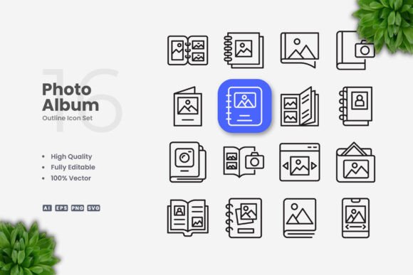 Photo Album Icons: Simple and Clean Design for Every Project