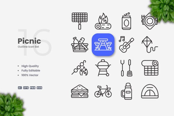 Picnic Icons: A Versatile and Clean Design Solution for Digital and Print Projects