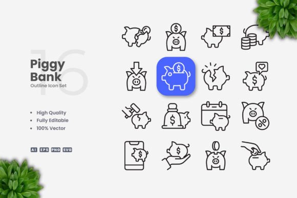 Piggy Bank Icons: A Versatile and Professional Design Solution