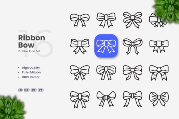 Ribbon Bow Icons: A Modern Touch for Clean and Versatile Design