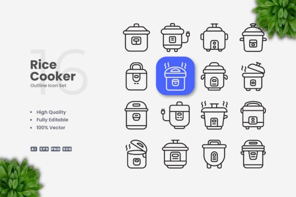 Rice Cooker Icons: A Versatile Design Resource for Modern Creatives