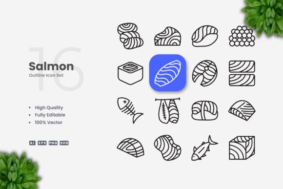 Salmon Icons: Modern, Clean, and Versatile